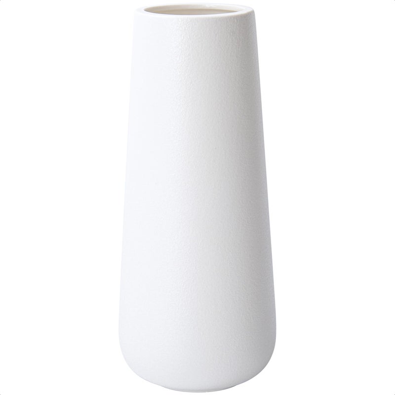 D'vine Dev 11 Inch Ceramic Flower Vase Textured Finishing, Minimalist Design for Kitchen, Bedroom, Living Room, Centerpieces, Office, Ivory, VS-XH-A-2 - Image 1